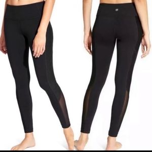 Athleta high rise leggings with mesh on calves, size Small, black, new
